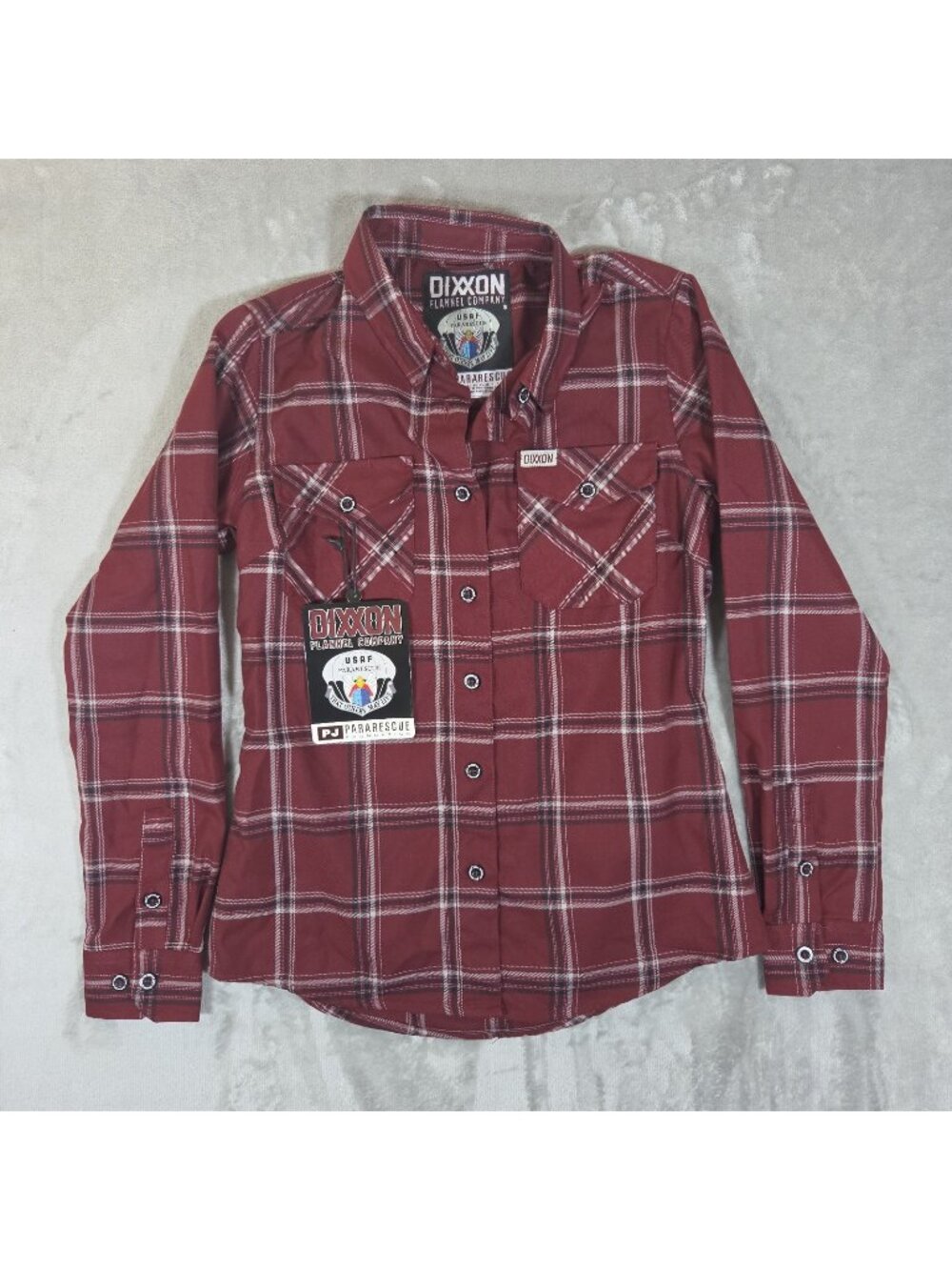NWT Dixxon Flannel Co USAF Pararescue Women Small Long Sleeve Plaid Shirt